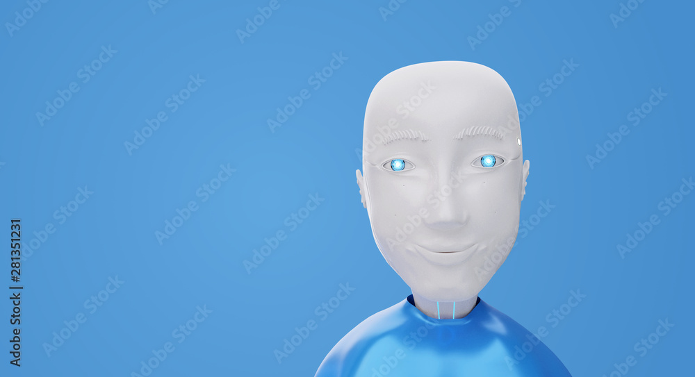 one friendly robot looking 3d-illustration one friendly robot looking 3d-illustration