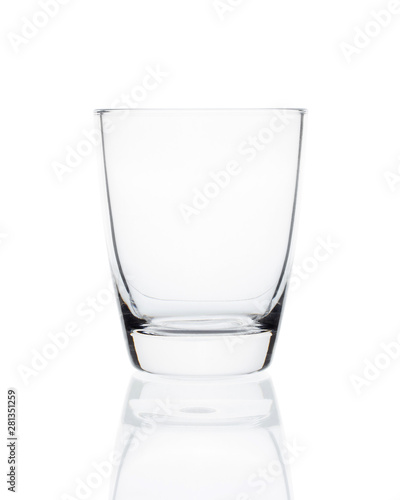 Empty clean drinking glass cup isolated on white background. With clipping path.