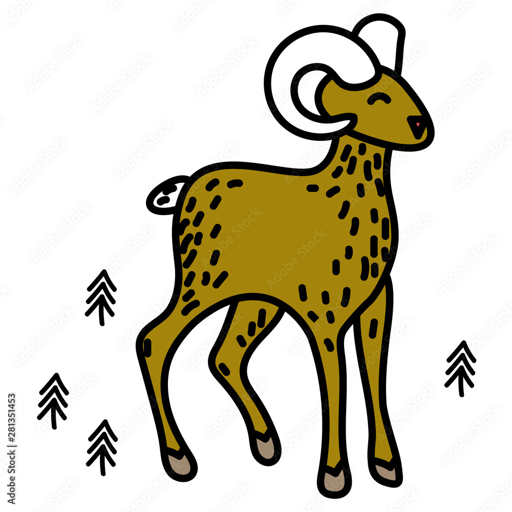 Mountain goat illustration on white background Mountain goat illustration on white background