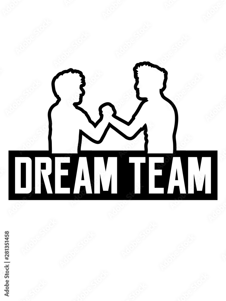 logo dream team 2 freunde team paar brüder handschlag begrüßen hände reichen schütteln faust clipart design cool party crew kerle dudes