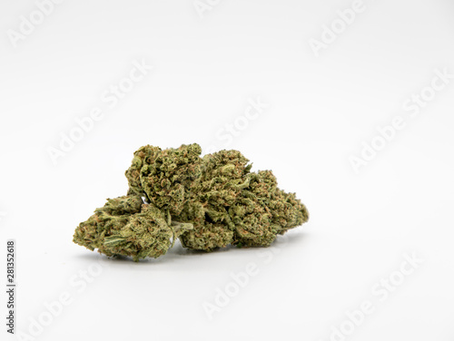 Twp marijuana buds on white background