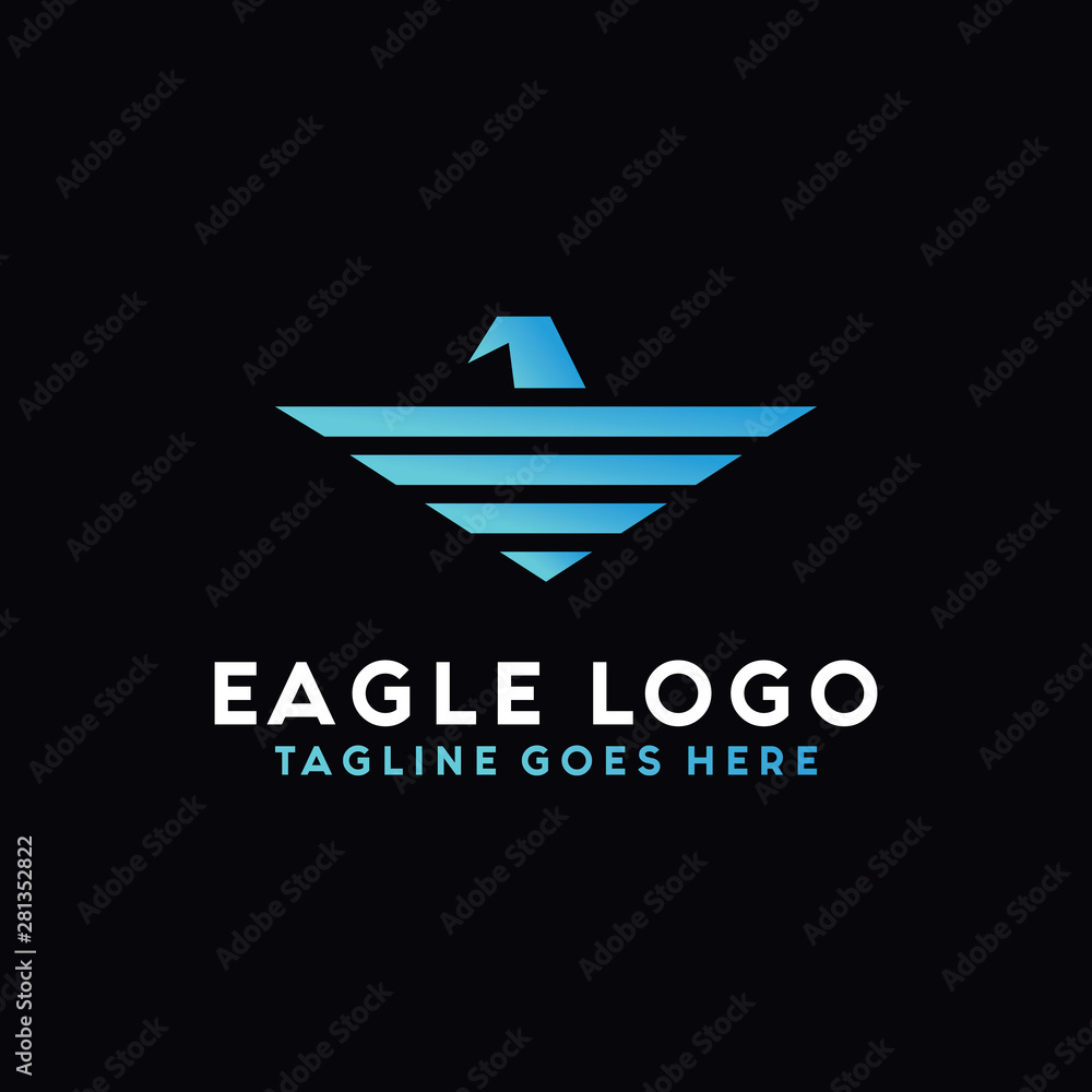 Obraz premium Eagle Logo Vector With Modern Shape And Blue Gradient Color. Hawk Bird Geometric Symbol. Falcon Logo Design Inspiration.