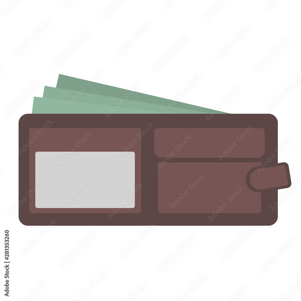 Wallet with cash simple illustration on white background Wallet with cash simple illustration on white background