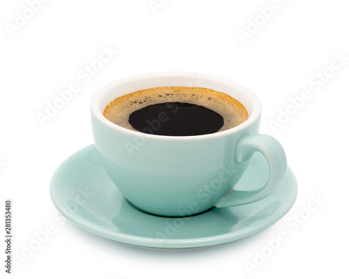 blue coffee cup top view isolated on white background. with clipping path.