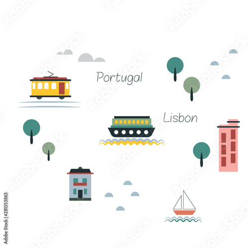 Cityscape simple illustration on white background
