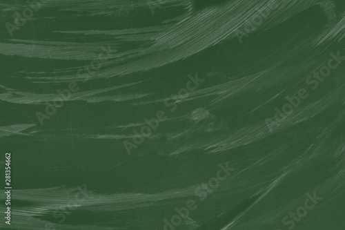Green chalk board texture background. Chalkboard, blackboard, school board surface with scratches and wet chalk traces