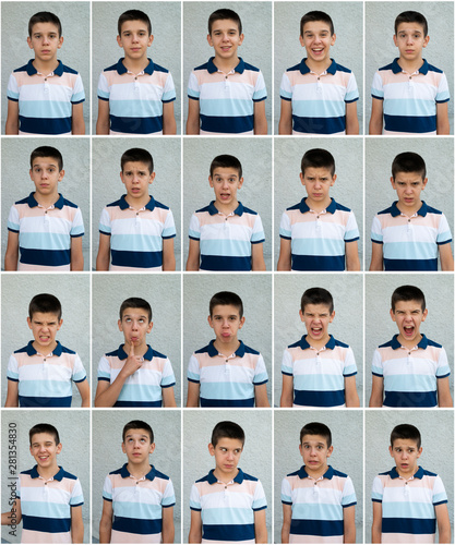 Child faces. Many faces showing emotions and expressions. © Deyan Georgiev