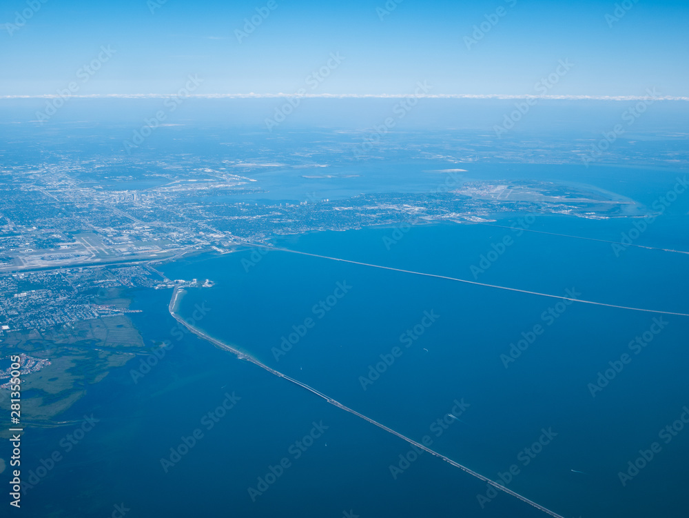 Aerial view of Tampa Bay and bridge Aerial view of Tampa Bay and bridge