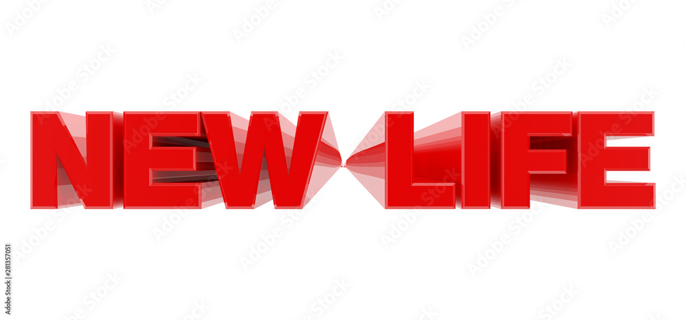 NEW LIFE red word on white background illustration 3D rendering NEW LIFE red word on white background illustration 3D rendering