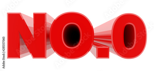 NO.0 red word on white background illustration 3D rendering photo