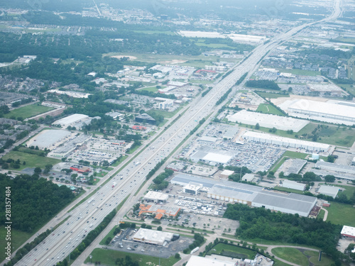Aerial view of Houston Suburban highway