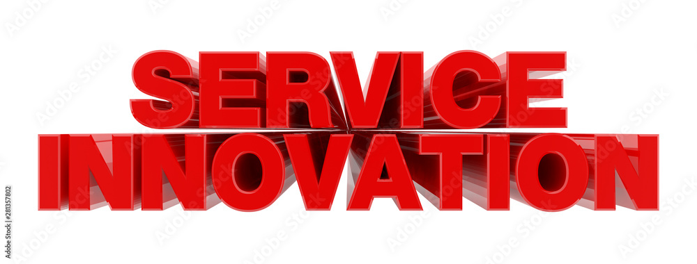 SERVICE INNOVATION red word on white background illustration 3D rendering