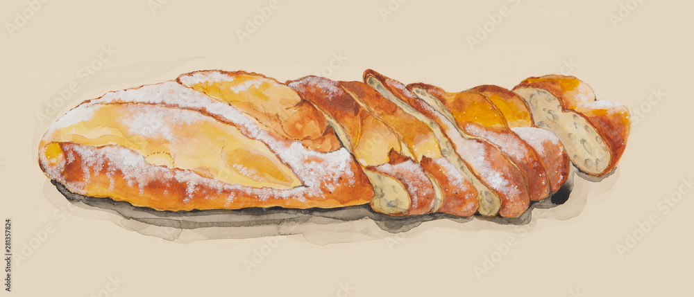 手描き フランスパン バタールの水彩画 Stock イラスト Adobe Stock