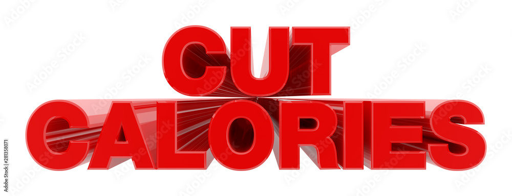 CUT CALORIES red word on white background illustration 3D rendering CUT CALORIES red word on white background illustration 3D rendering