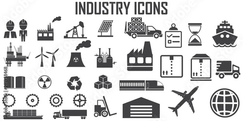 industry logistics transportation factory and technology  icon vector.