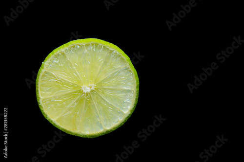lemon slice, clipping path, isolated on a black background