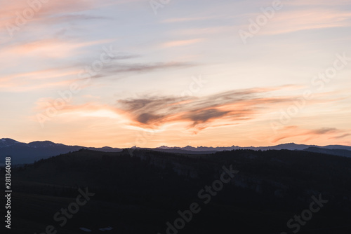 Sunset over the mountains in Wild Iris, Wyoming.  © Rosemary