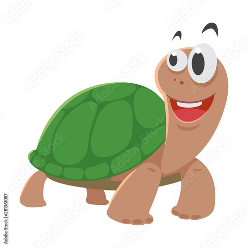 cartoon cute turtle for kids, vector