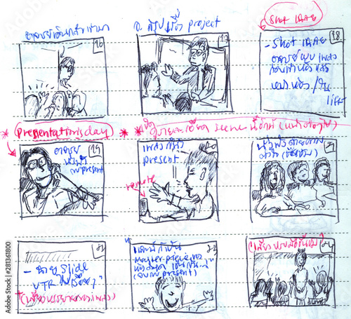 Simple storyboard / An example of simple story used for filmmaking and vdo production photo