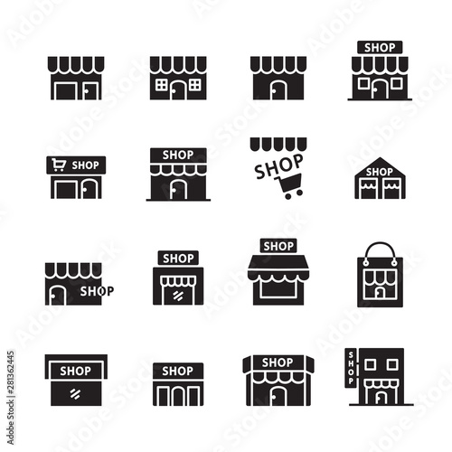 shop building line icon.set of design element