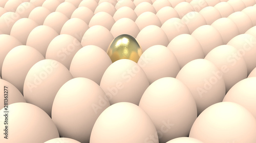 Φωτογραφία lots of 3d rendered eggs an one golden - stock image