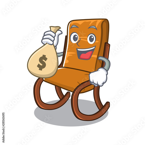 With money bag rocking chair in cartoon living room