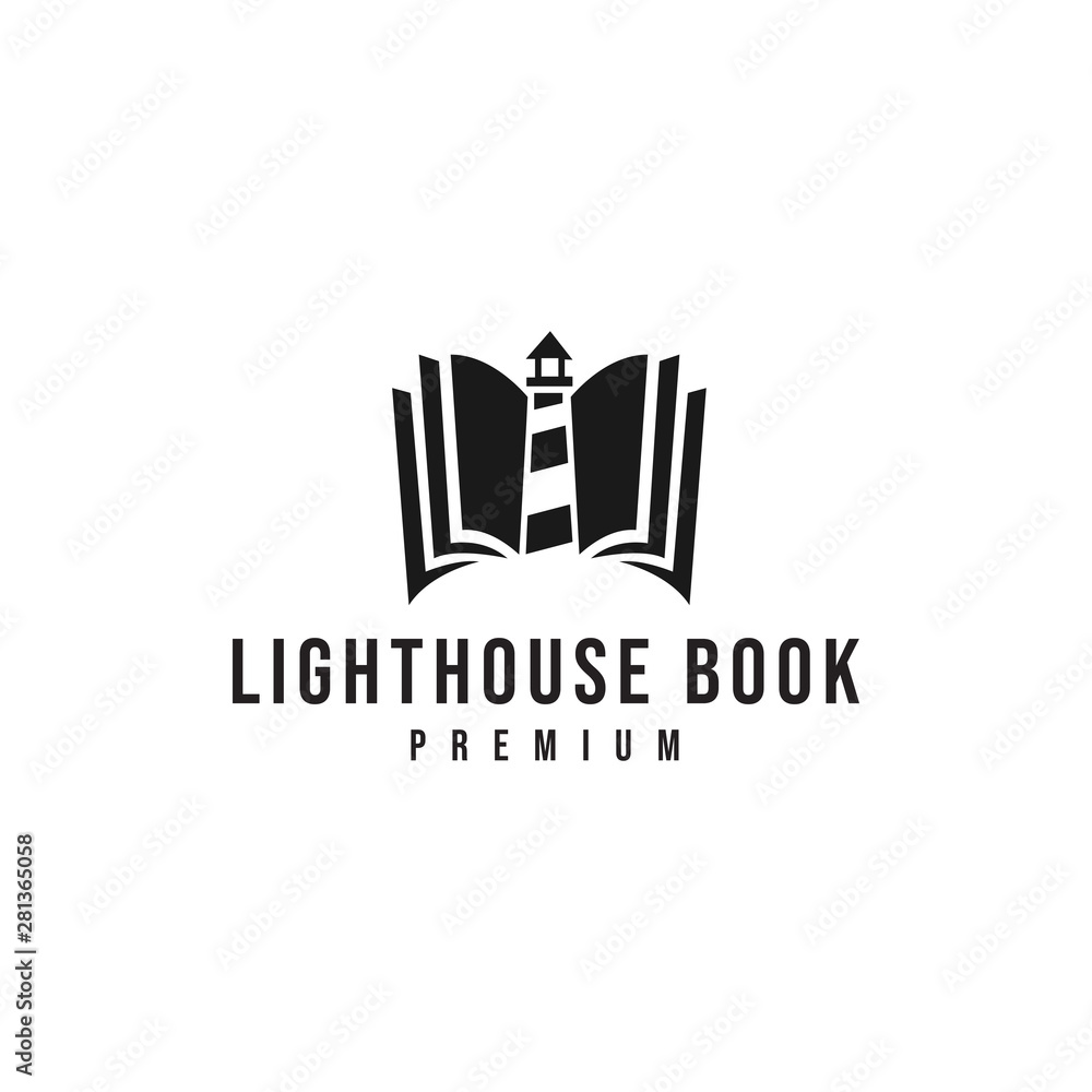 lighthouse book logo Stock Vector Adobe Stock