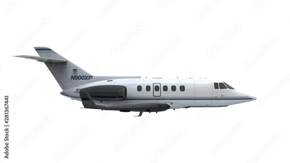 3D rendering of a jet airplane isolated in white background
