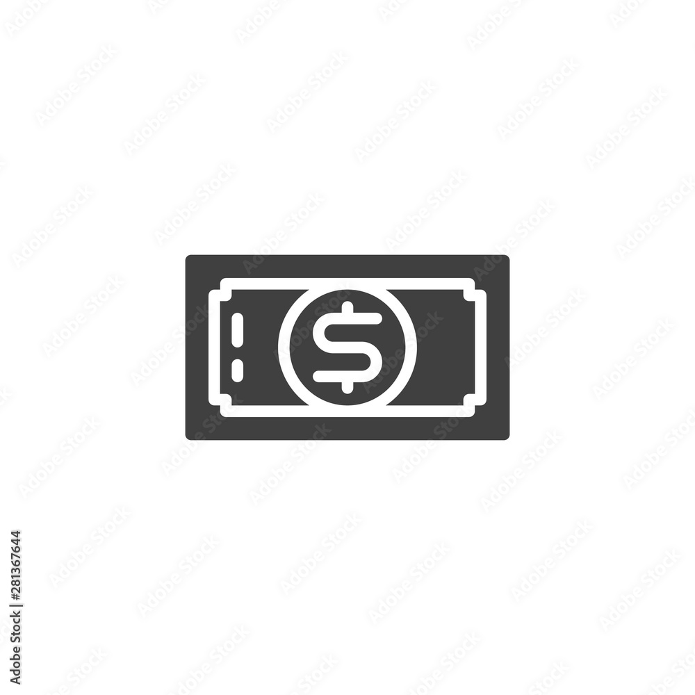 Dollar bill vector icon. filled flat sign for mobile concept and web design. Paper money glyph icon. Cash symbol, logo illustration. Vector graphics Dollar bill vector icon. filled flat sign for mobile concept and web design. Paper money glyph icon. Cash symbol, logo illustration. Vector graphics