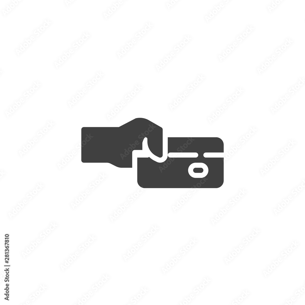 Hand with credit card vector icon. filled flat sign for mobile concept and web design. Payment card in hand glyph icon. Symbol, logo illustration. Vector graphics Hand with credit card vector icon. filled flat sign for mobile concept and web design. Payment card in hand glyph icon. Symbol, logo illustration. Vector graphics
