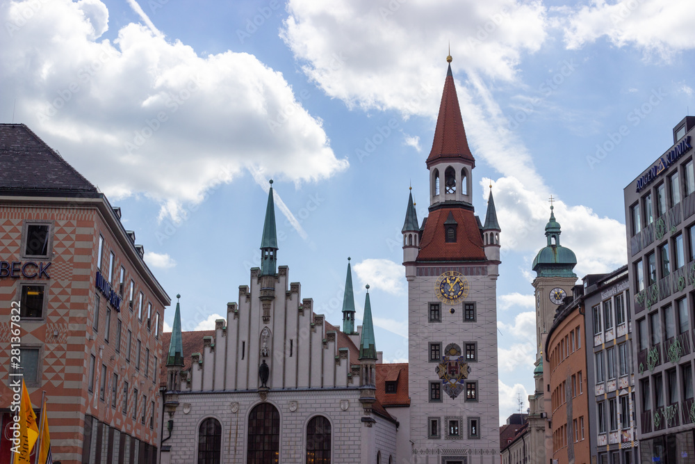old city hall of munich from below, germany old city hall of munich from below, germany
