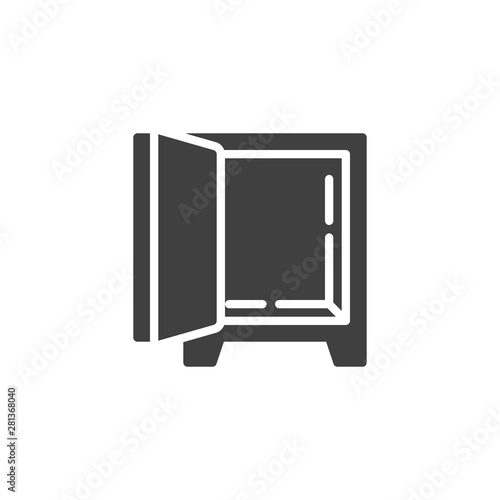 Open safe box vector icon. filled flat sign for mobile concept and web design. Empty safe glyph icon. Symbol, logo illustration. Vector graphics