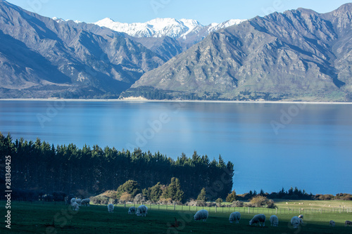 Stunning glacial lake nature scenery in the Southern Alps of New Zealand © Stewart