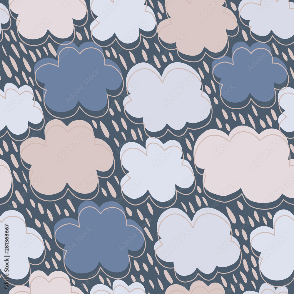 Hand drawn clouds seamless pattern. Rain backdrop. Hand drawn clouds seamless pattern. Rain backdrop.
