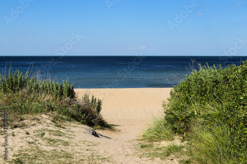 Path to beach facing Chesapeake Bay at Ocean View Beach in Norfolk  Virginia.