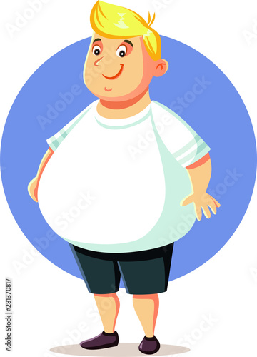 Plus Size Overweight Man Vector Cartoon