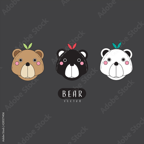 Valokuva bear vector head set logo icon polar bear panda kuma teddy