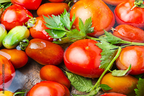 Autumn canning tomatoes