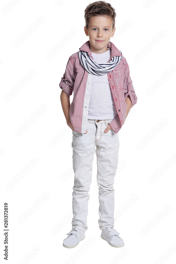 Portrait of cute beautiful boy, posing against white background Portrait of cute beautiful boy, posing against white background