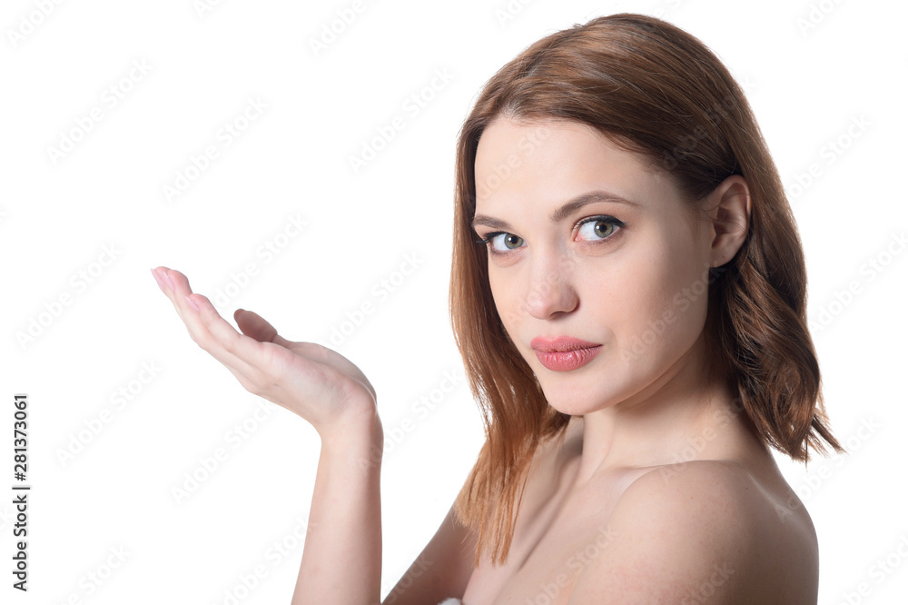 Portrait of beautiful young woman posing isolated on white background Portrait of beautiful young woman posing isolated on white background