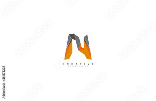 Initial N Letter Creative Abstract Geometric Digital Polygonal Logo