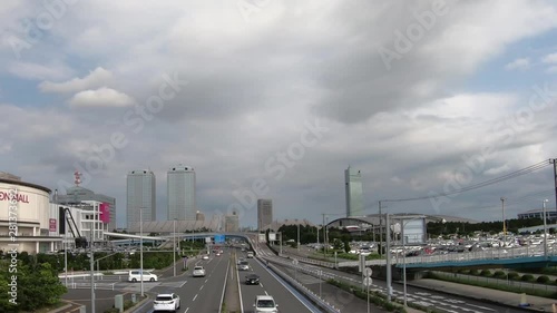 Japan city scenery. Near Chiba, Makuhari. Time-lapse shooting photo