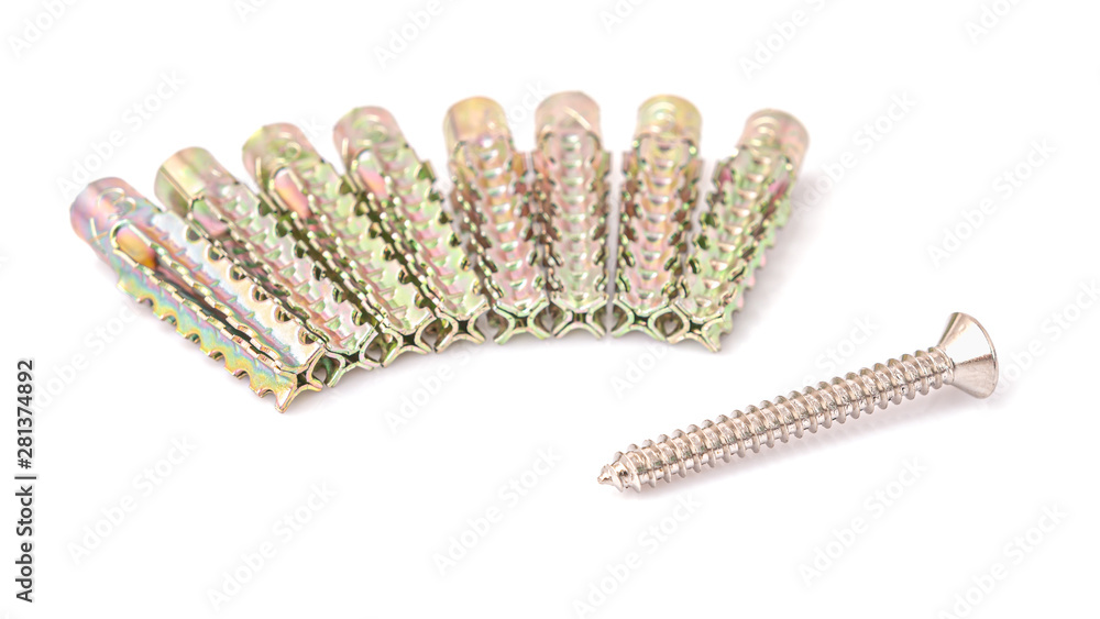 Fototapeta premium Metal dowels or Metallic expansion anchors and screws