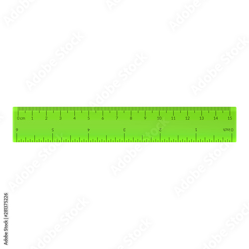 Engineer or architect plastic drafting ruler with an imperial and a metric units scale. photo