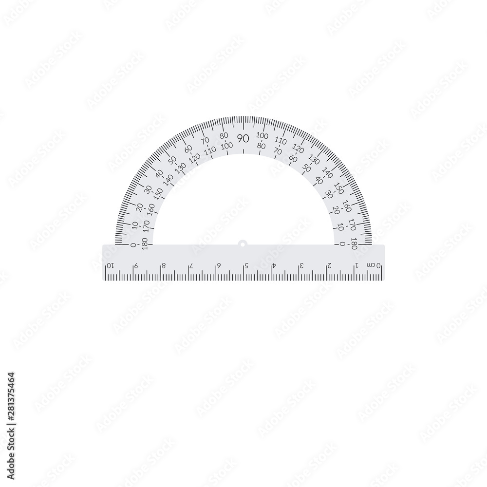 Paper circular protractor with a ruler in metric units Stock Vector ...