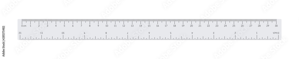Engineer or architect paper drafting ruler with an imperial and a metric units scale. Engineer or architect paper drafting ruler with an imperial and a metric units scale.