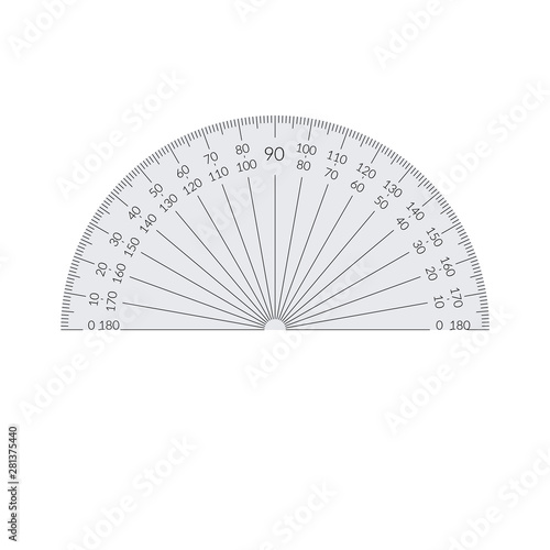 Paper circular protractor with a 180 degree scale.