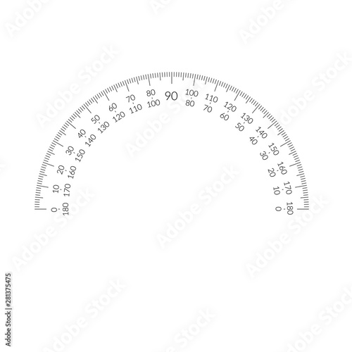 Protractor circular scale bar overlay for measuring tools.