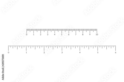 Imperial and metric units measure scale overlay bar for ruler.