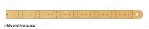 Engineer or architect wooden drafting ruler with a metric units scale.